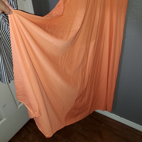 VINTAGE 60/ 70's Maxi Dress Sz 6 V neck sleeveless Tangerine color - Picture 5 of 12